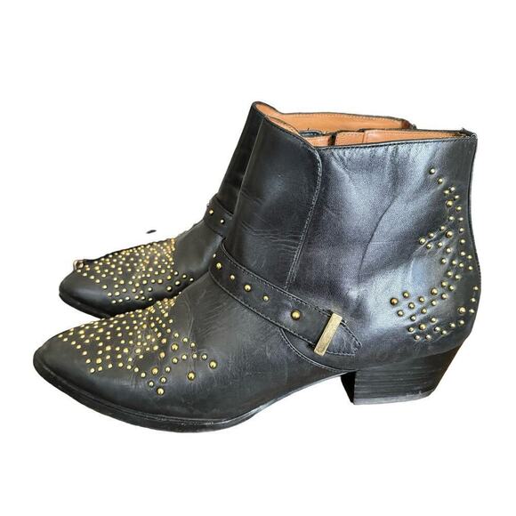 & OTHER STORIES Stud Ankle Boots Leather Black & Gold Size 41 - Picture 1 of 11